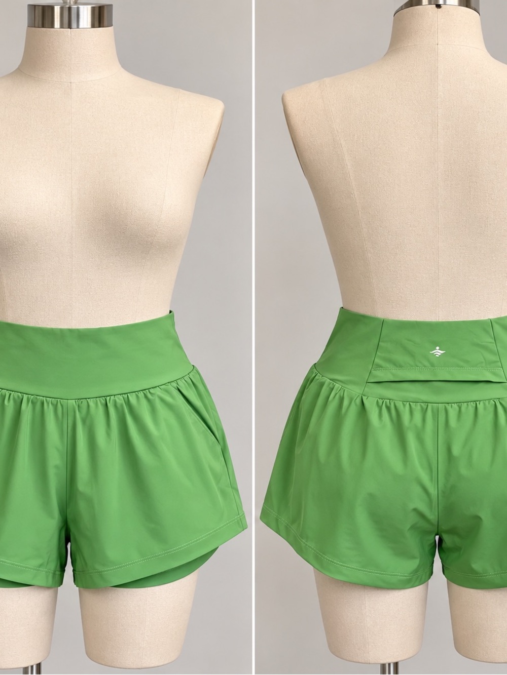 HALARA High-Waist Green Active Shorts with Wide Waistband